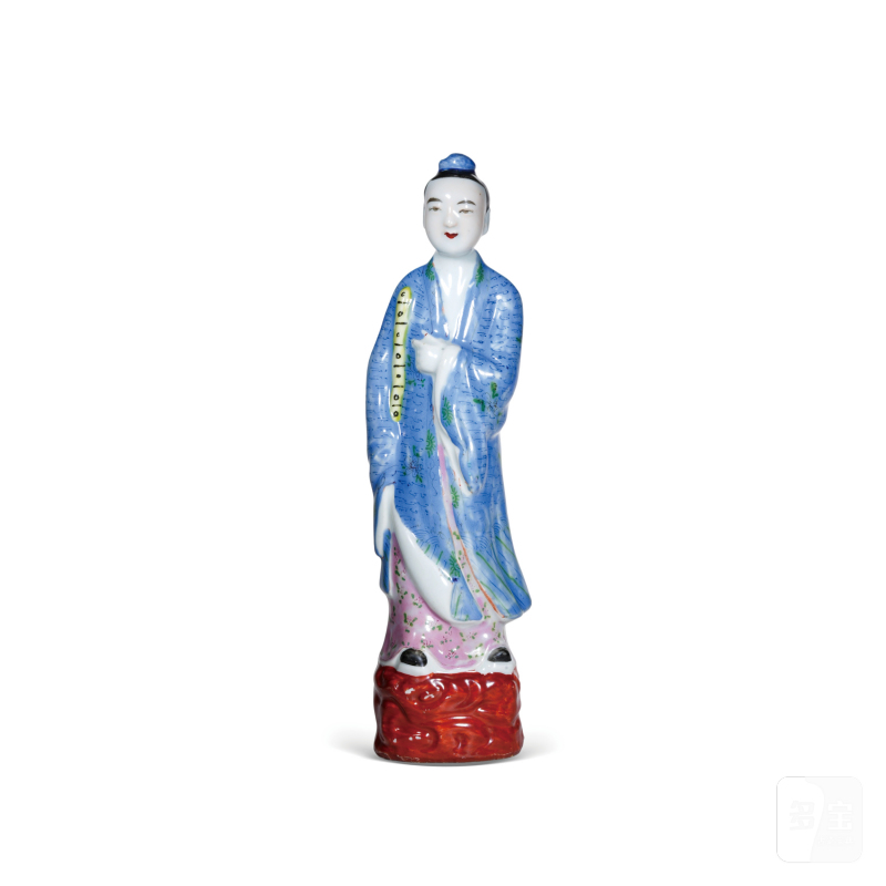 民国粉彩韩湘子人物瓷塑像